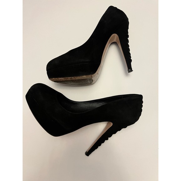Miu Miu Black Suede Heels Gorgeous W/Box SZ 8.5 - Picture 3 of 4